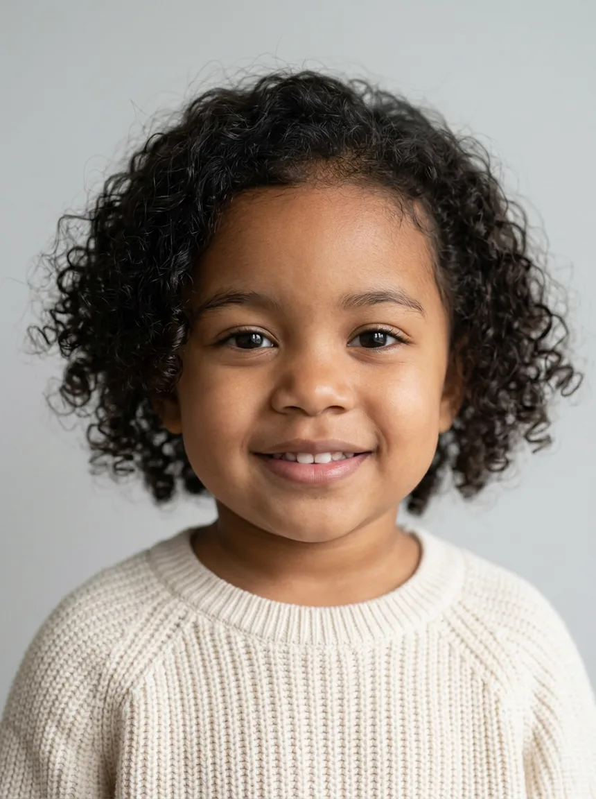 A toddler girl generated from an East Asian father and a Black mother, made with Nano Banana 2