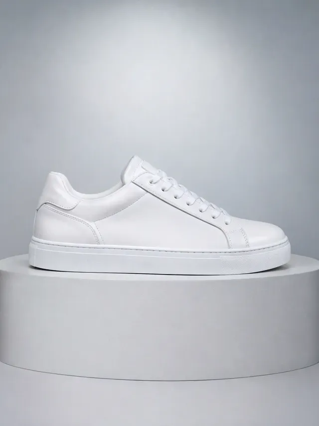 A white sneaker rotating on a pedestal, made with Seedance 2.0 Mini